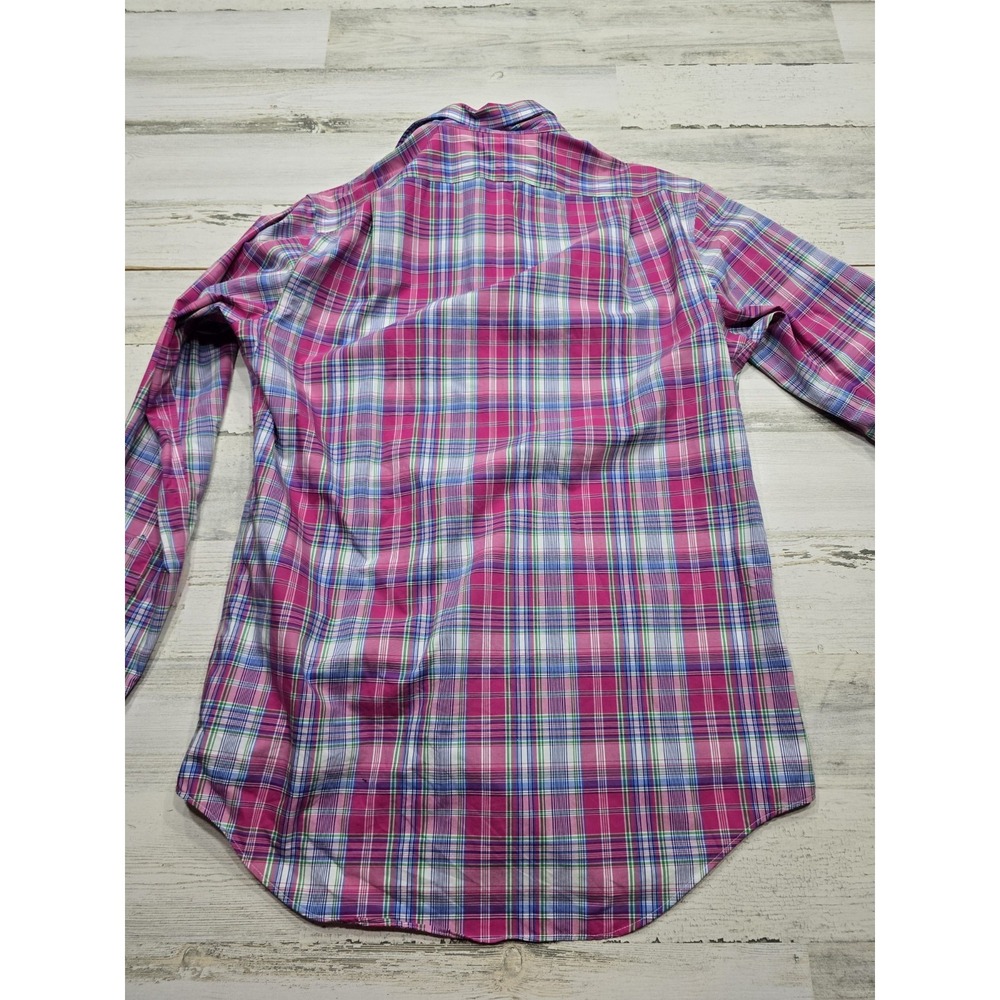 Polo Ralph Lauren Mens Pink Blue Plaid Non-Iron Cotton Button Down Shirt Small S - Picture 8 of 9